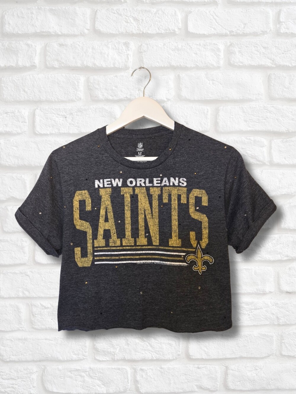 New Orleans Saints Crop Top W/Rhinestones